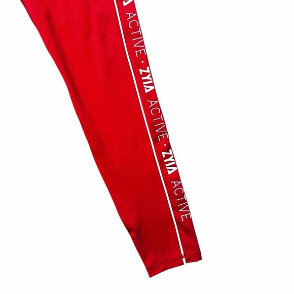 Zyia Active Red Logo Side Stripe Athletic Leggings Women’s Size 12 Stretch - Picture 4 of 9
